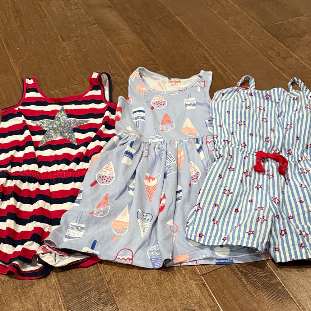 Set of Three Girls' Summer Memorial Day/4th of July outfits